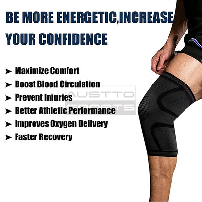 Austto 1PC Knee Guard Knee Support Braces Compression Protection Sleeves for Running Basketball Squats Fitness Workouts