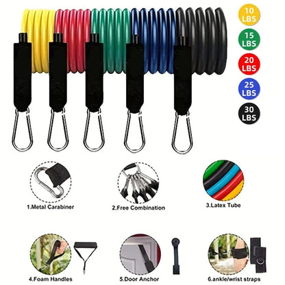 Xiaomi 11pcs/Set Pull Rope, Resistance Bands, Portable Fitness Equipment, Ankle Strap, Chest Expander, Elastic Exercise Band