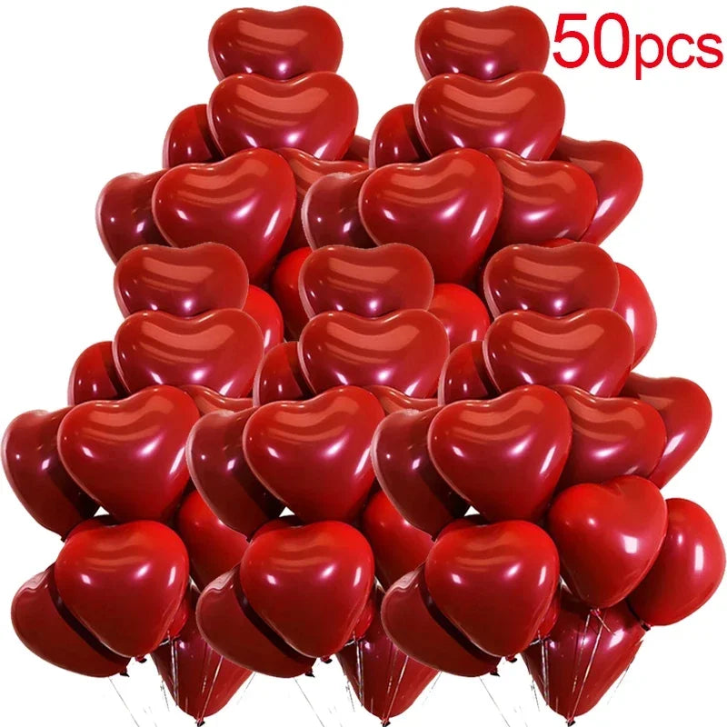 Valentines - 50/10pcs Red Heart Balloons