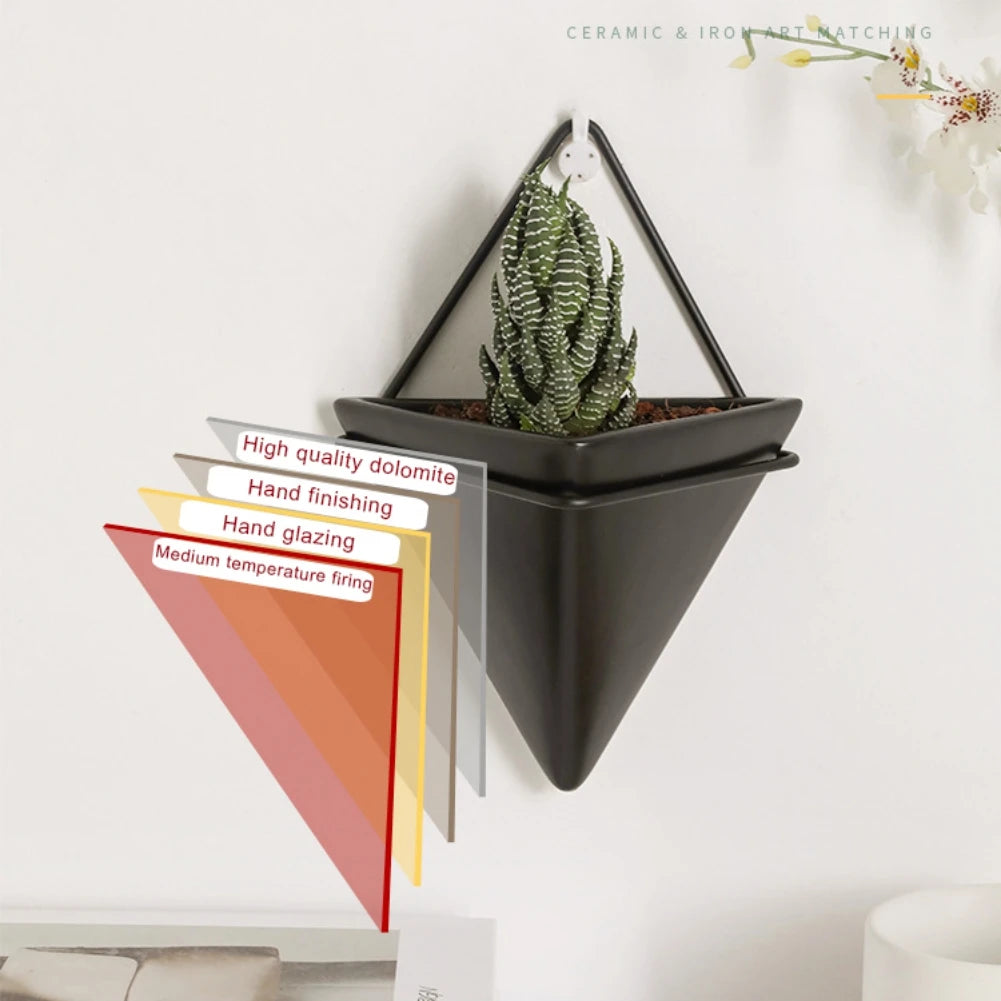 Triangle Wall-mounted Ceramic Flowerpot