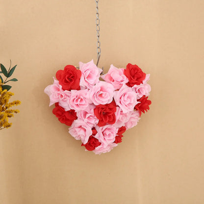 Valentines Day Love Rose Wreath Door Decorations Romantic Welcome Hanging Valentines Day Wedding Wall Hanging Home Decor