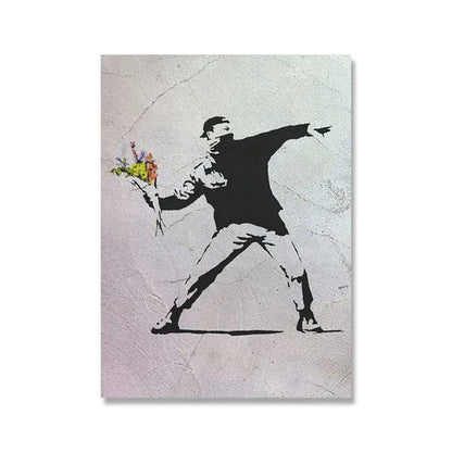 Banksy Graffiti Artwork Canvas Painting Prints Wall Art Pictures Girl with Red Balloon Black White Posters Nordic Home Decor