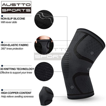 Austto 1PC Knee Guard Knee Support Braces Compression Protection Sleeves for Running Basketball Squats Fitness Workouts