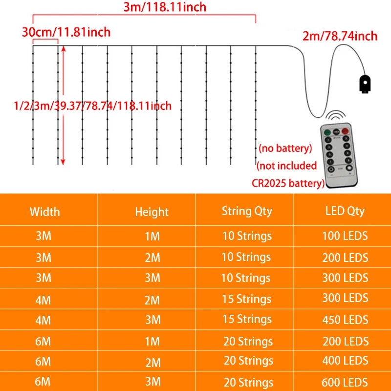 3/4/6M LED Curtain Lights