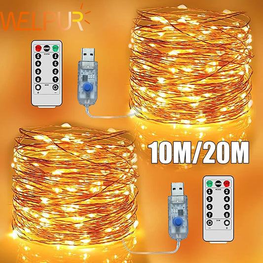 5M/10M/20M USB LED String Lights Perfect for Christmas Trees